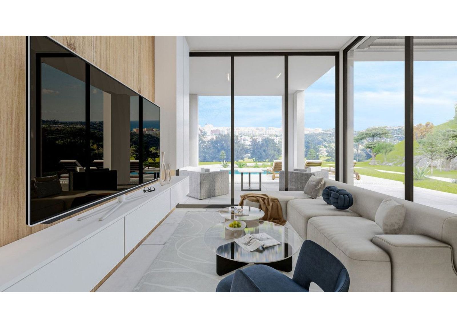 06 modern living room sunrise view